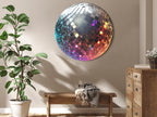 Silver Disco Ball Round Canvas Print