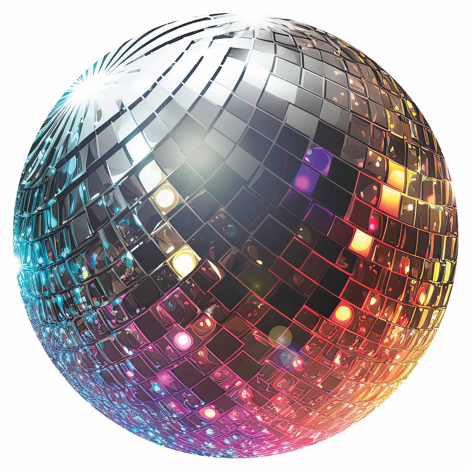 Silver Disco Ball Round Wall Mural