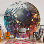 Silver Disco Ball Round Wall Mural