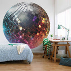Silver Disco Ball Round Wall Mural