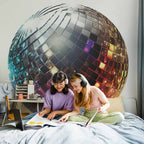 Silver Disco Ball Round Wall Mural