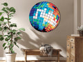Blue Disco Ball Shine Round Canvas Print