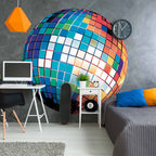 Blue Disco Ball 3D Round Wall Mural