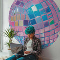 Pink Disco Ball Shiny Round Wall Mural