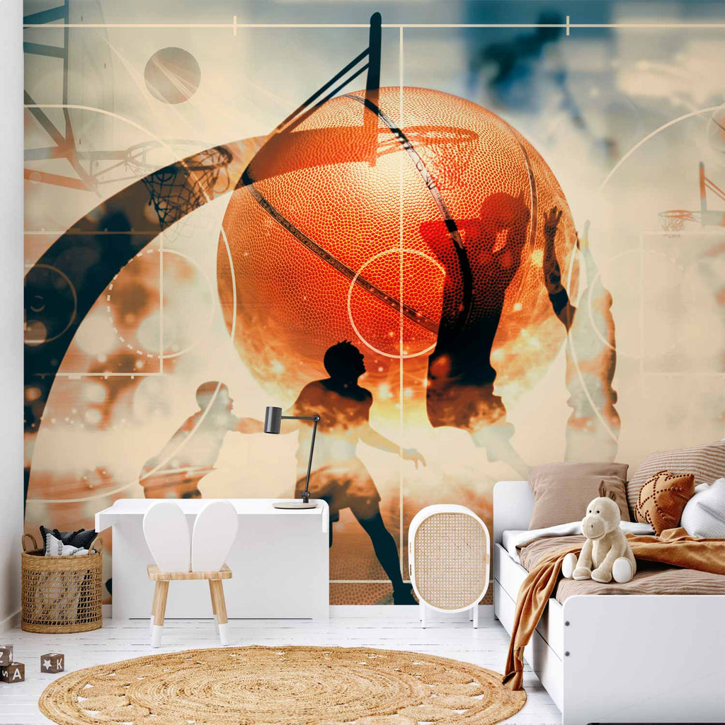I Love Basketball Multicolor Sports Wall Mural