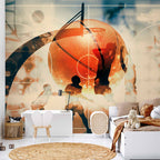 I Love Basketball Multicolor Sports Wall Mural