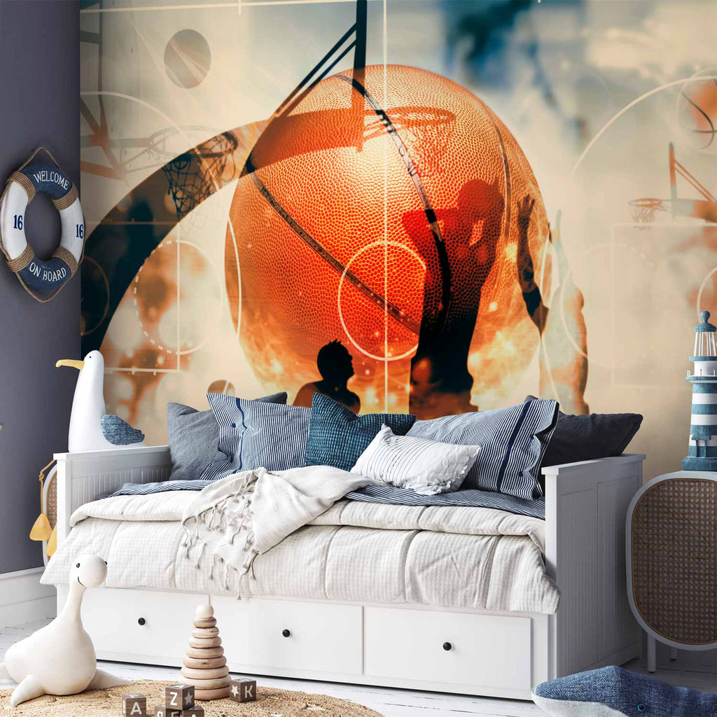 I Love Basketball Multicolor Sports Wall Mural