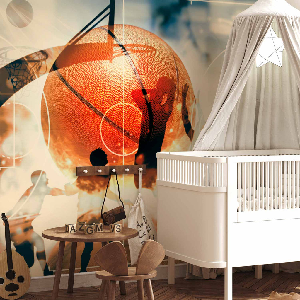 I Love Basketball Multicolor Sports Wall Mural