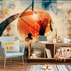 I Love Basketball Multicolor Sports Wall Mural