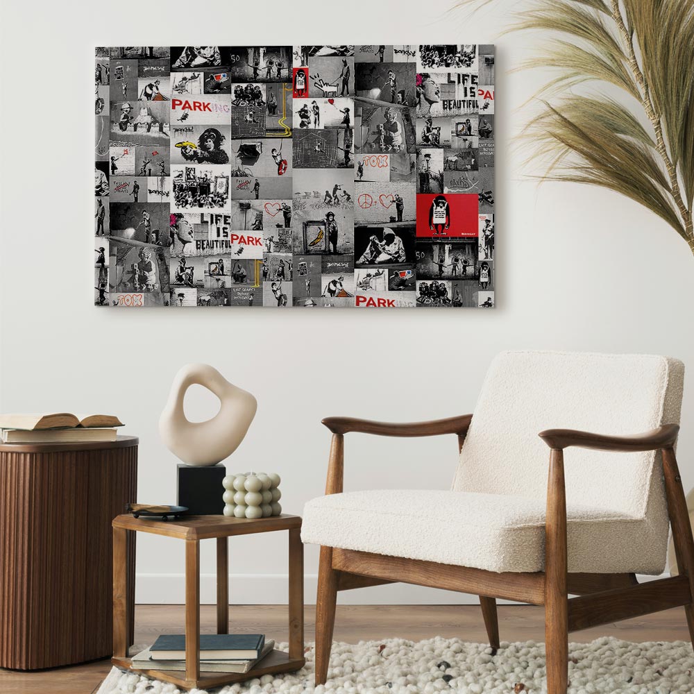 Banksy Street Art Multicolor Graffiti Canvas Print