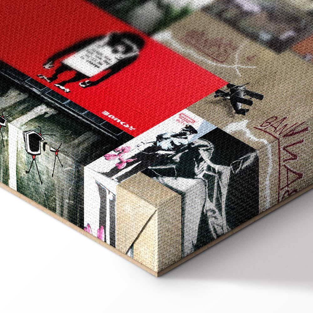 Banksy Urban Collage Multicolor Canvas Print