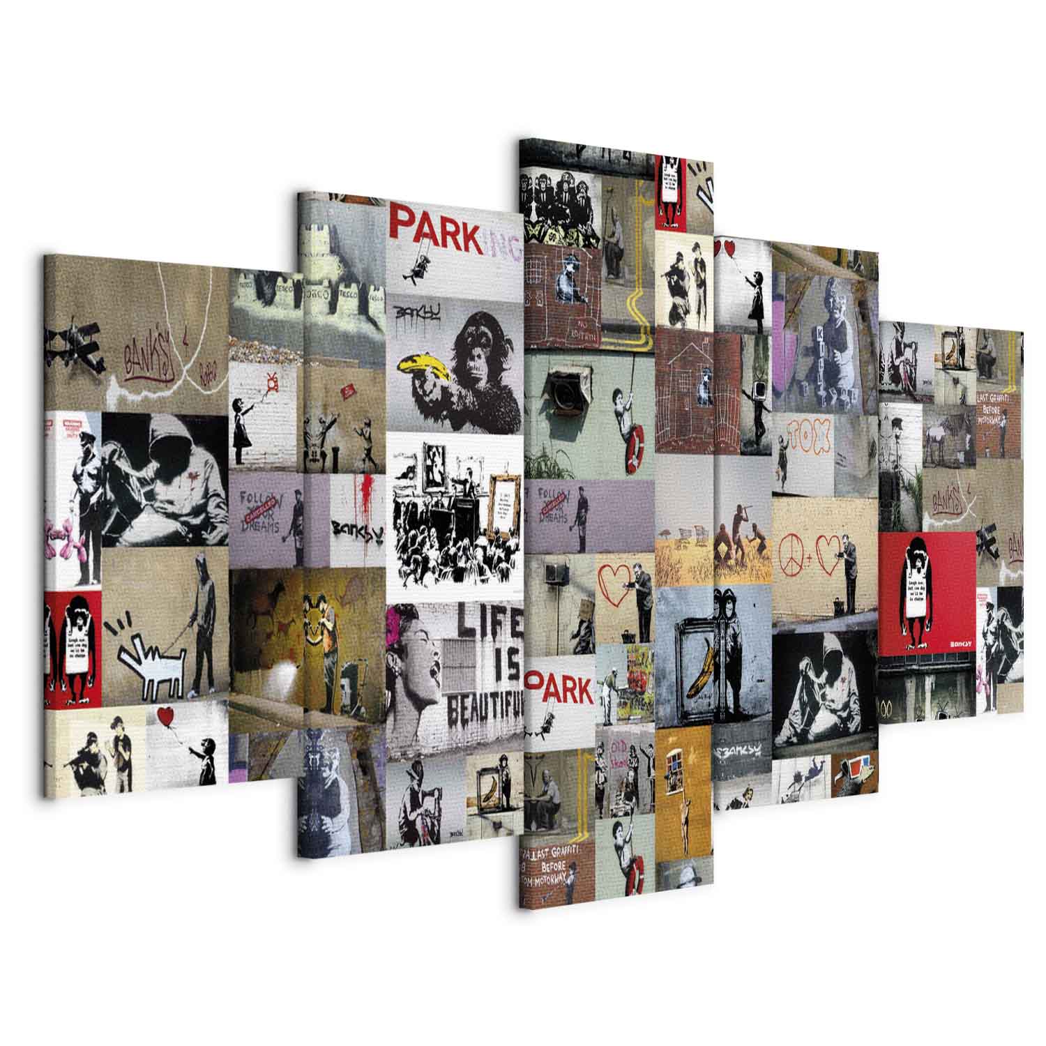Banksy Urban Collage Multicolor Canvas Print