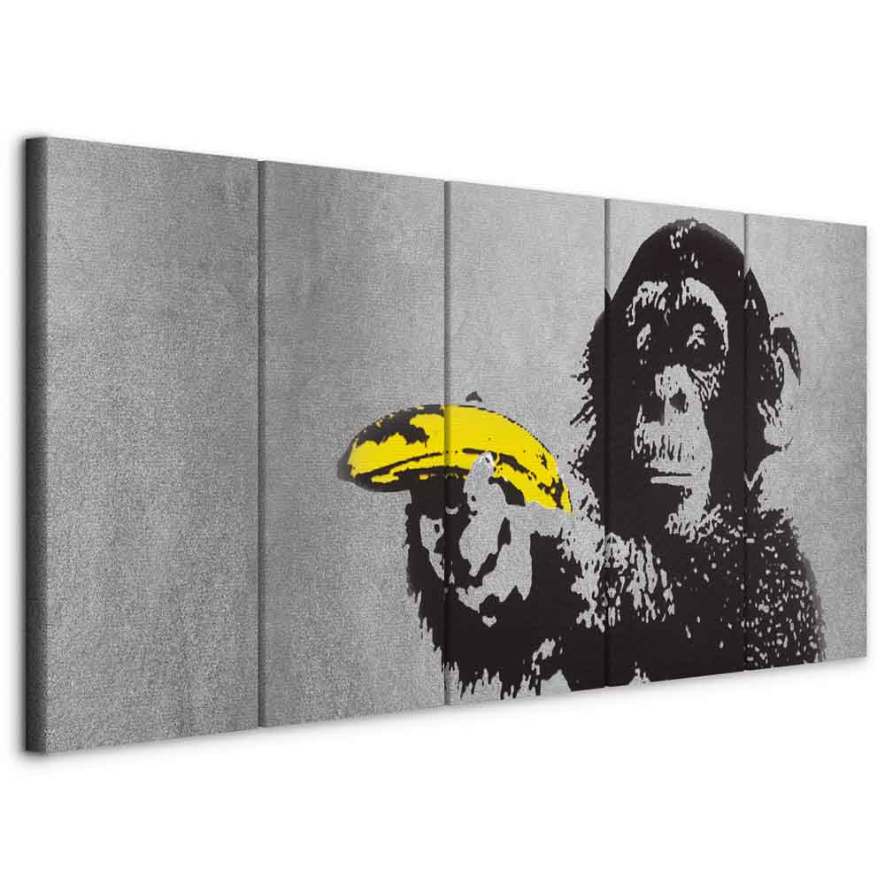 Graffiti Monkey and Banana Urban Canvas Print