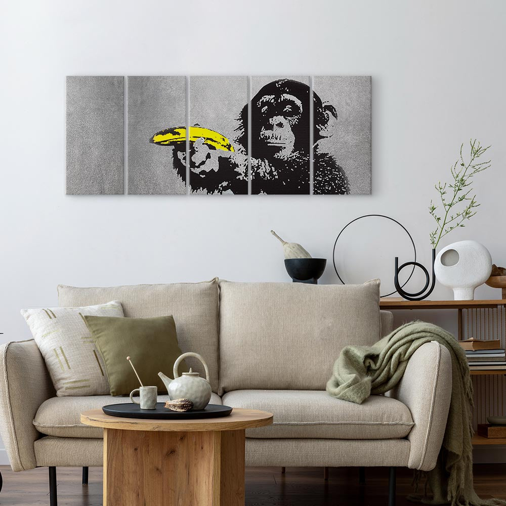 Graffiti Monkey and Banana Urban Canvas Print
