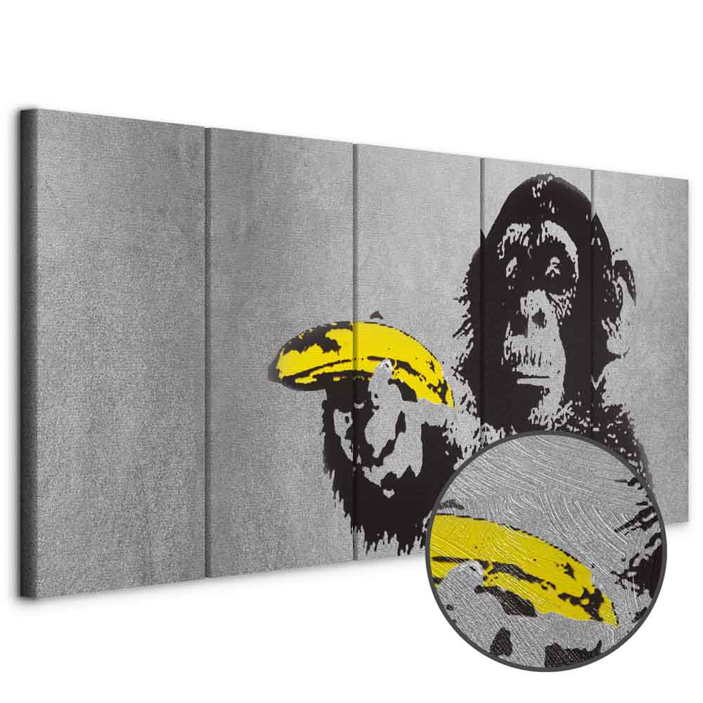 Graffiti Monkey and Banana Urban Canvas Print