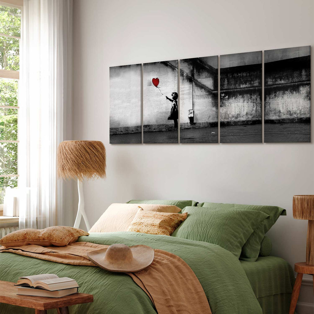Banksy Runaway Balloon Graffiti Canvas Print