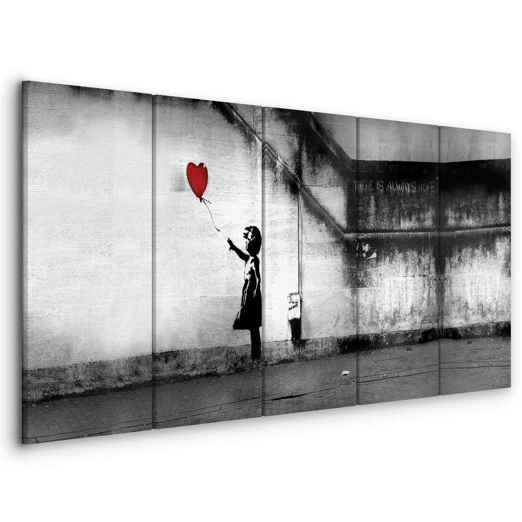 Banksy Runaway Balloon Graffiti Canvas Print