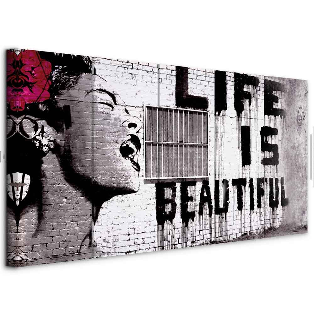 Banksy Life Is Beautiful Graffiti Canvas Print