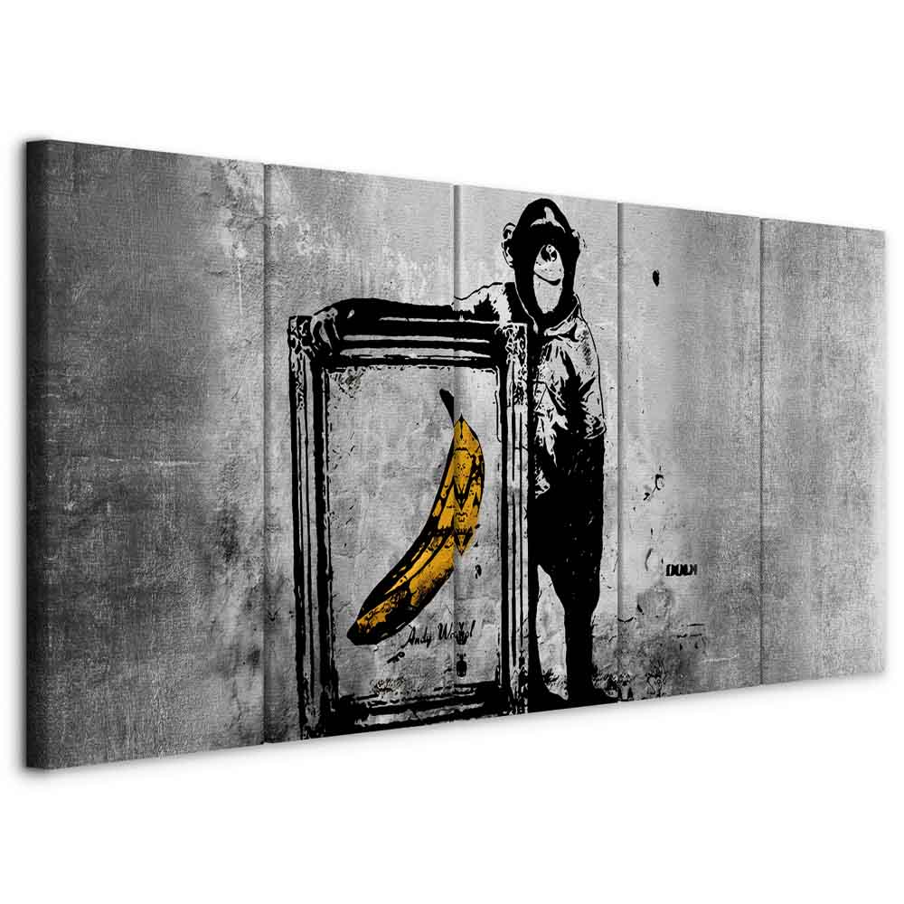 Banksy Monkey with Banana Urban Canvas Print