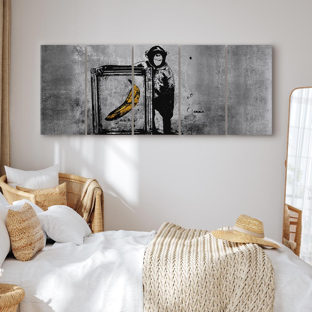 Banksy Monkey with Banana Urban Canvas Print