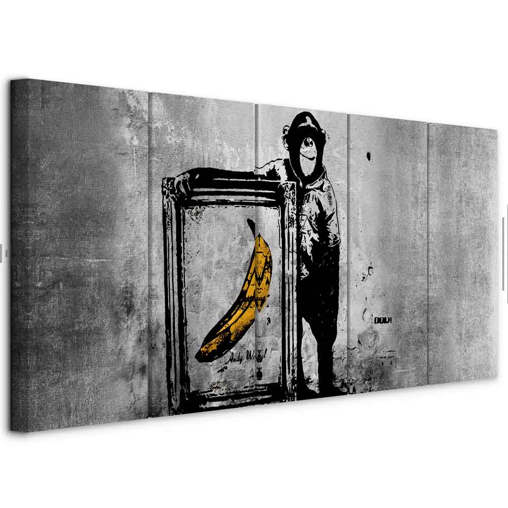 Banksy Monkey with Banana Urban Canvas Print