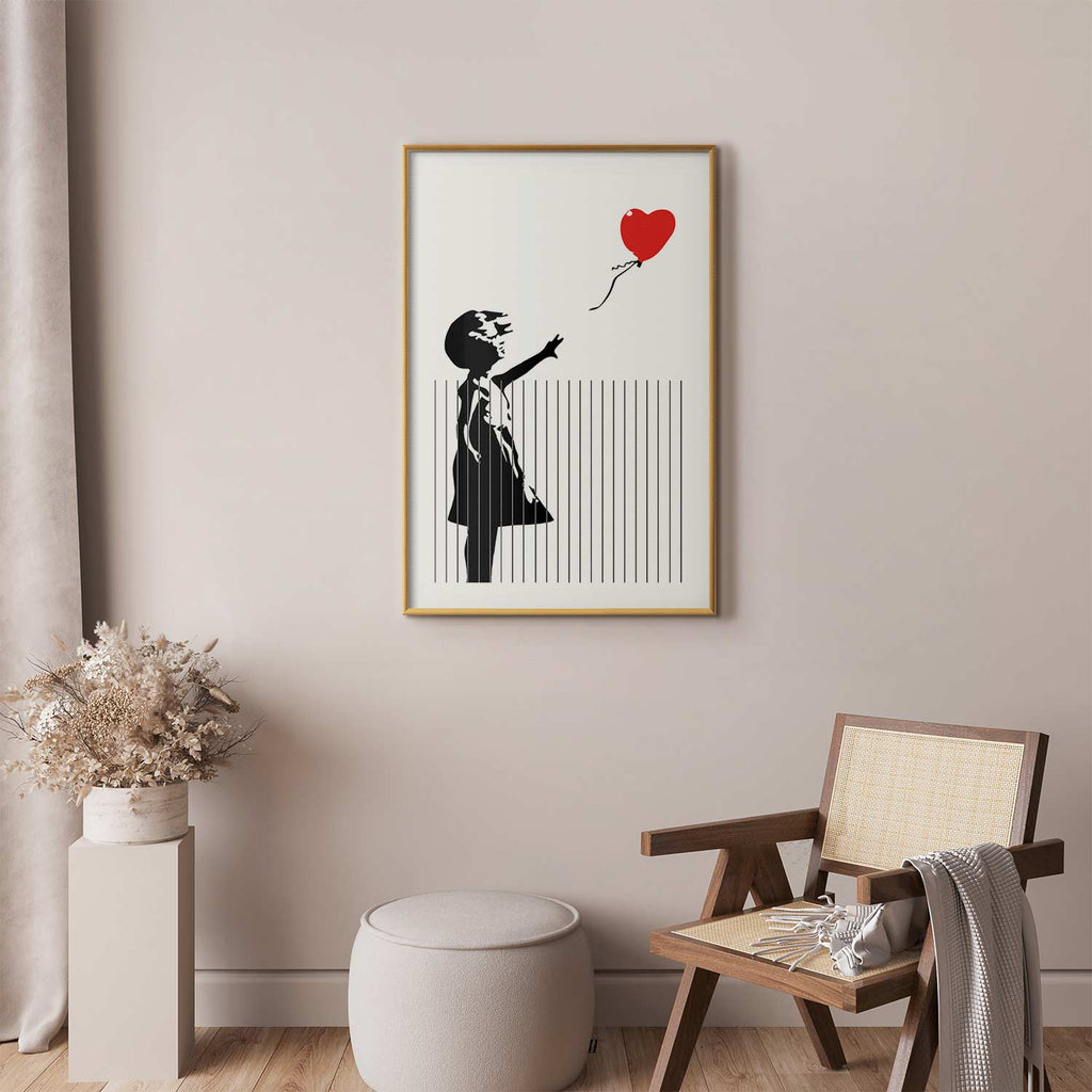 Girl with Hearts Graffiti Poster