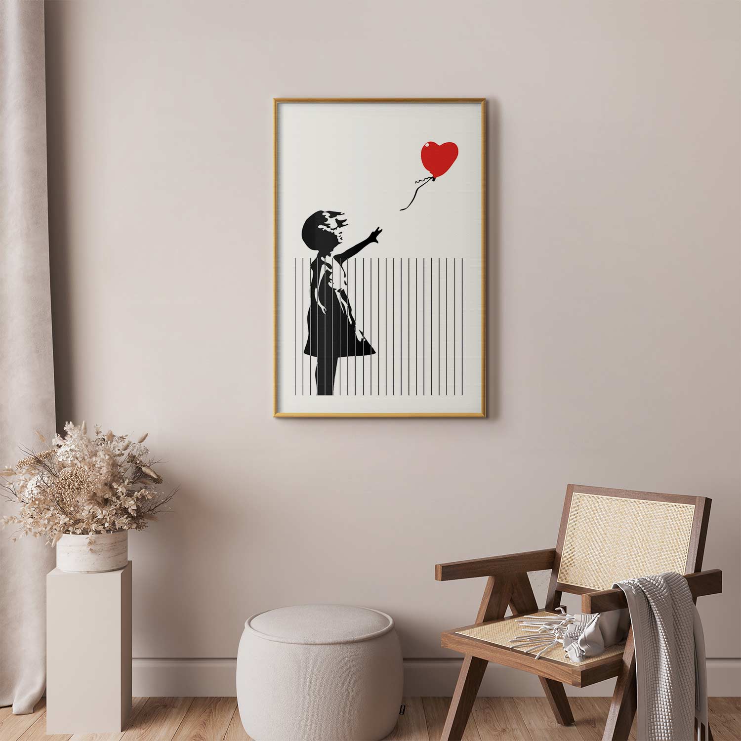 Girl with Hearts Graffiti Poster