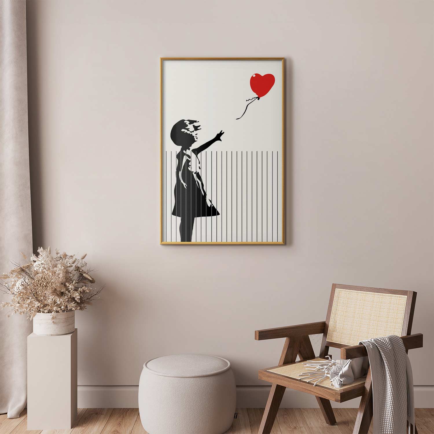 Girl with Hearts Graffiti Poster
