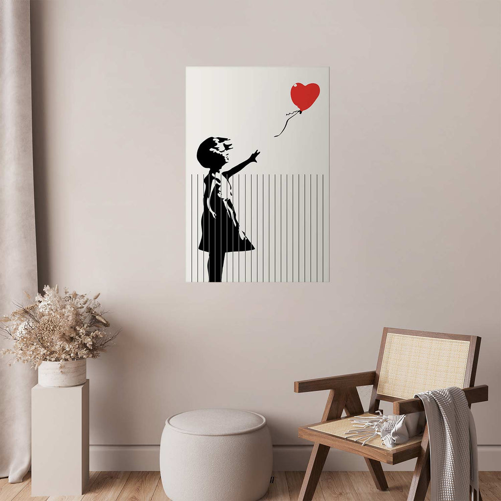 Girl with Hearts Graffiti Poster