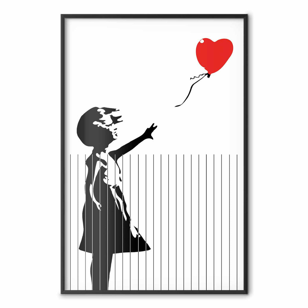 Girl with Hearts Graffiti Poster