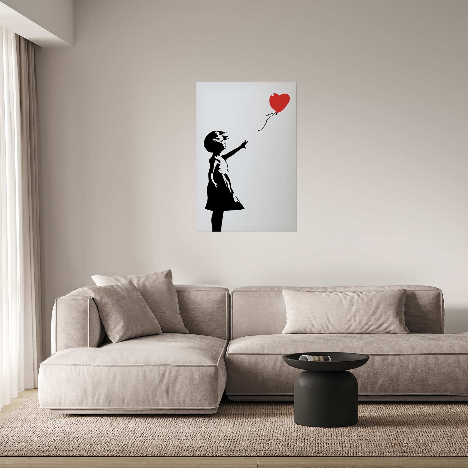 Girl with Red Balloon Street Art Poster