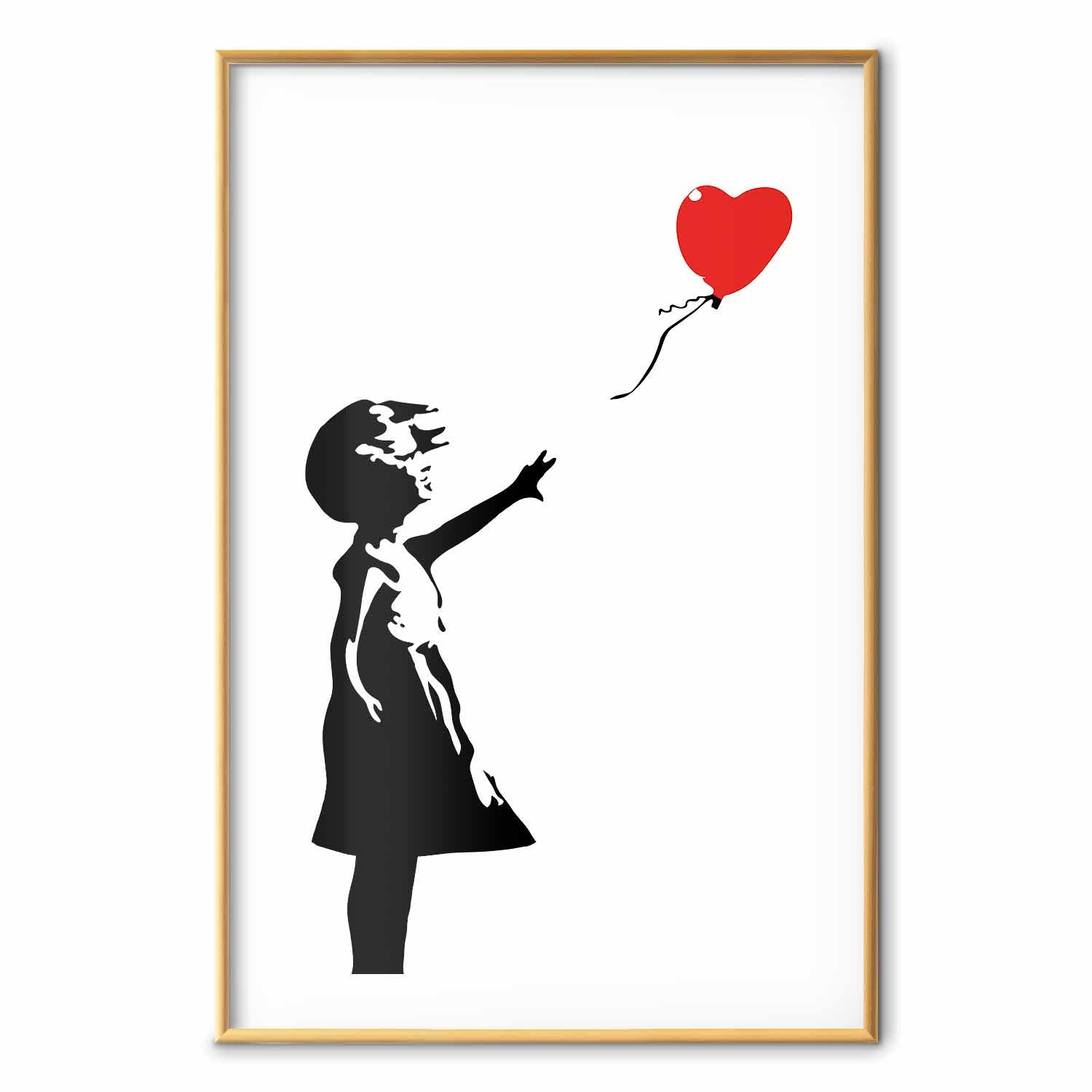 Girl with Red Balloon Street Art Poster