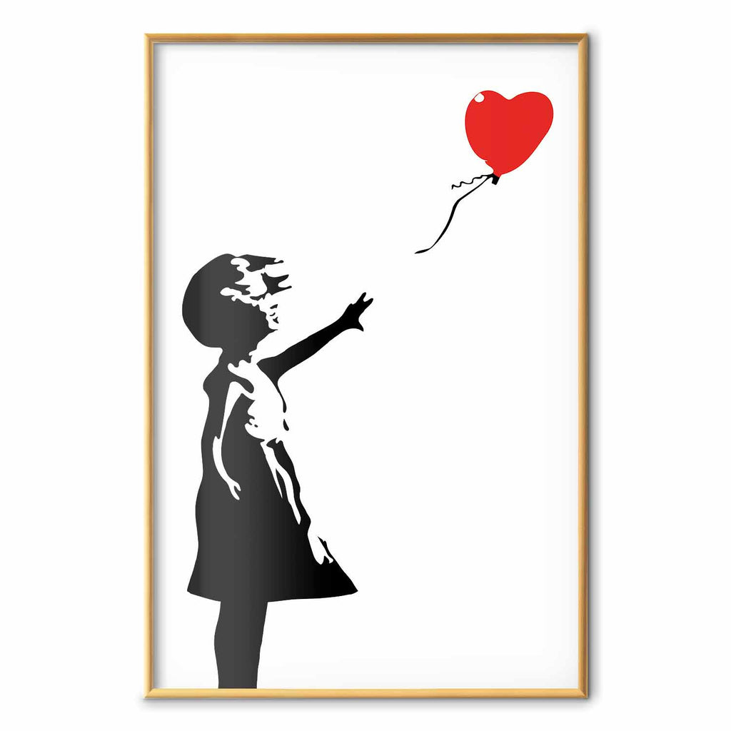 Girl with Red Balloon Street Art Poster