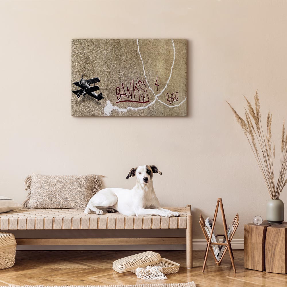 Banksy Plane Red Graffiti Canvas Print