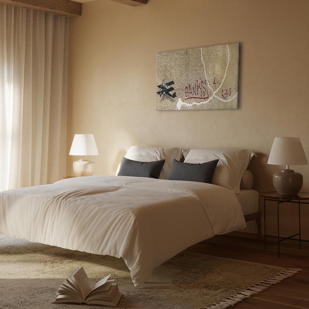 Banksy Plane Red Graffiti Canvas Print