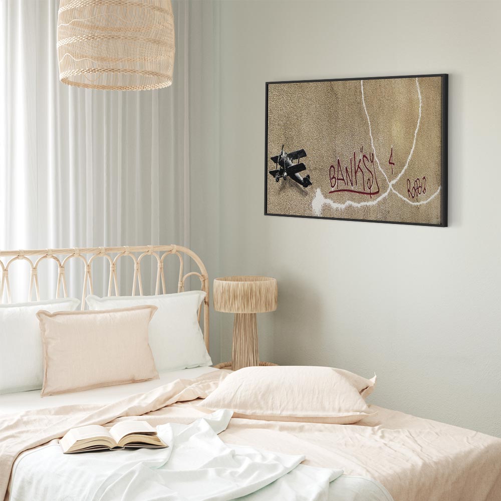 Banksy Plane Red Graffiti Canvas Print