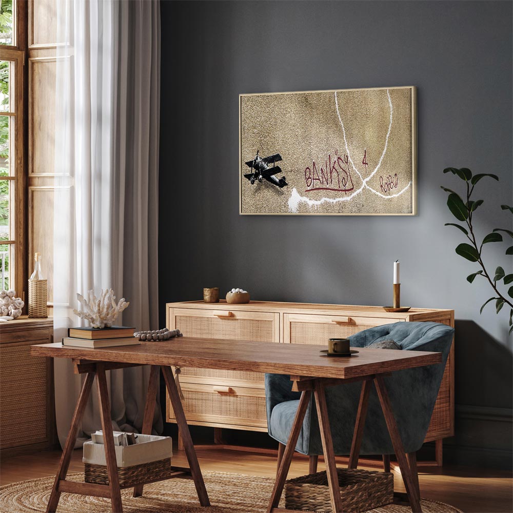 Banksy Plane Red Graffiti Canvas Print