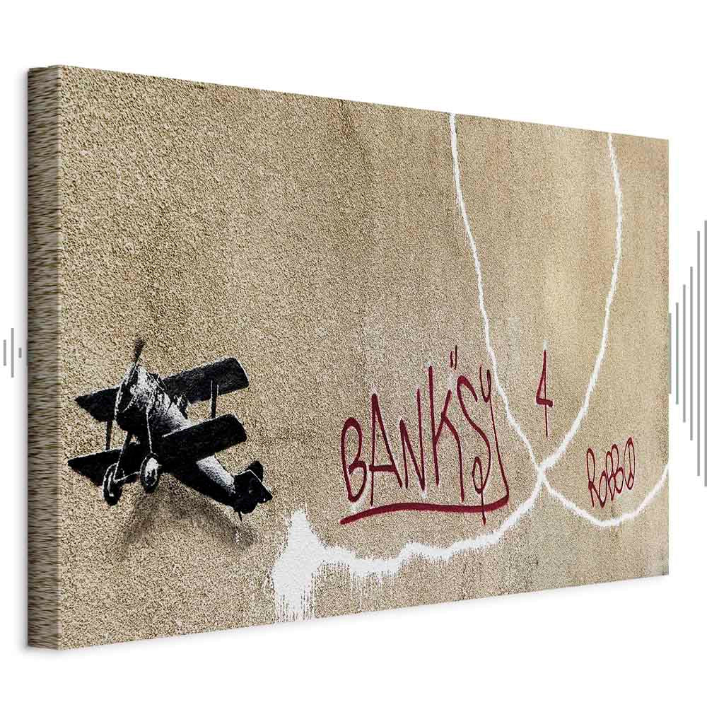 Banksy Plane Red Graffiti Canvas Print