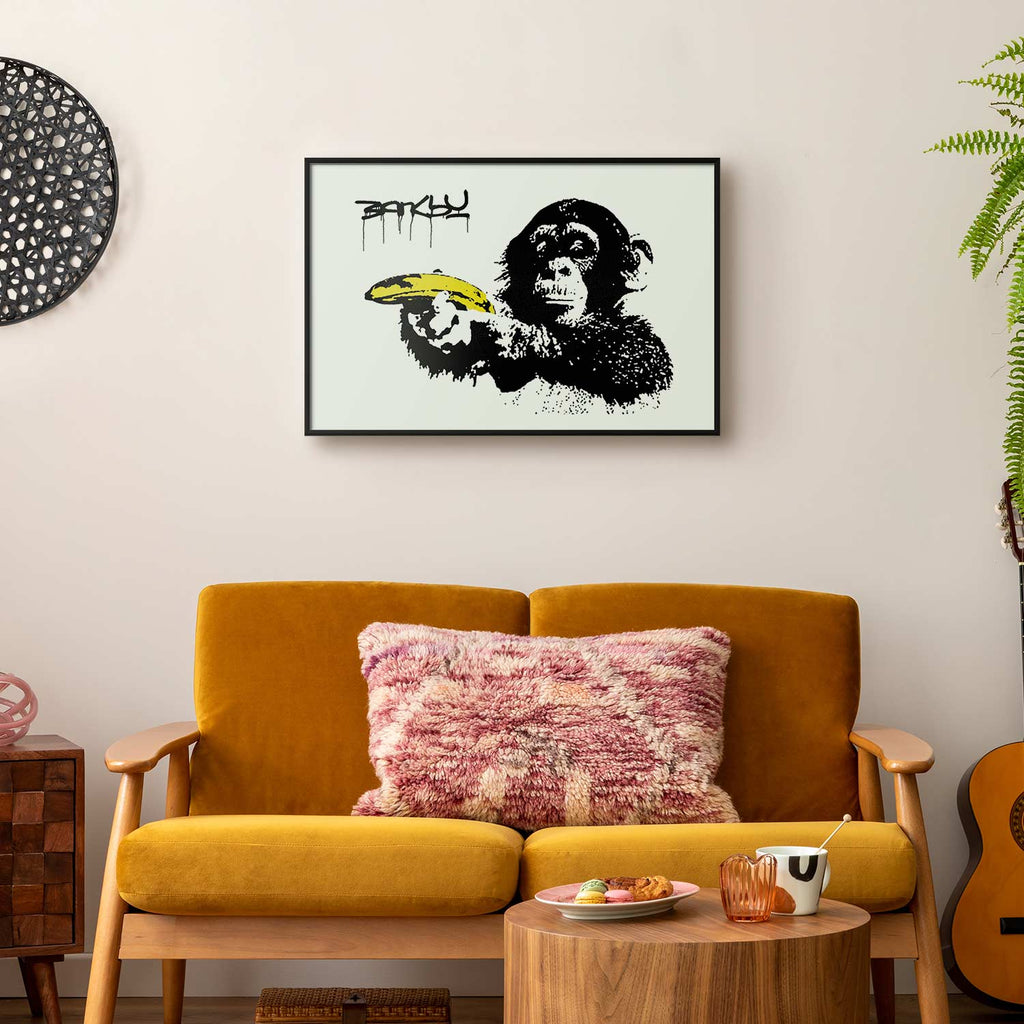 Banksy Monkey with Banana Graffiti Poster