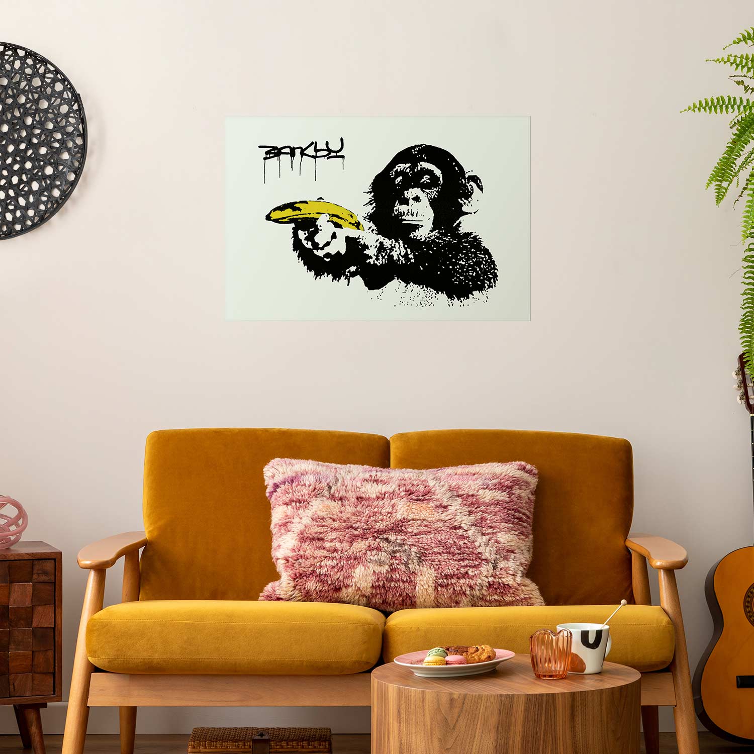 Banksy Monkey with Banana Graffiti Poster