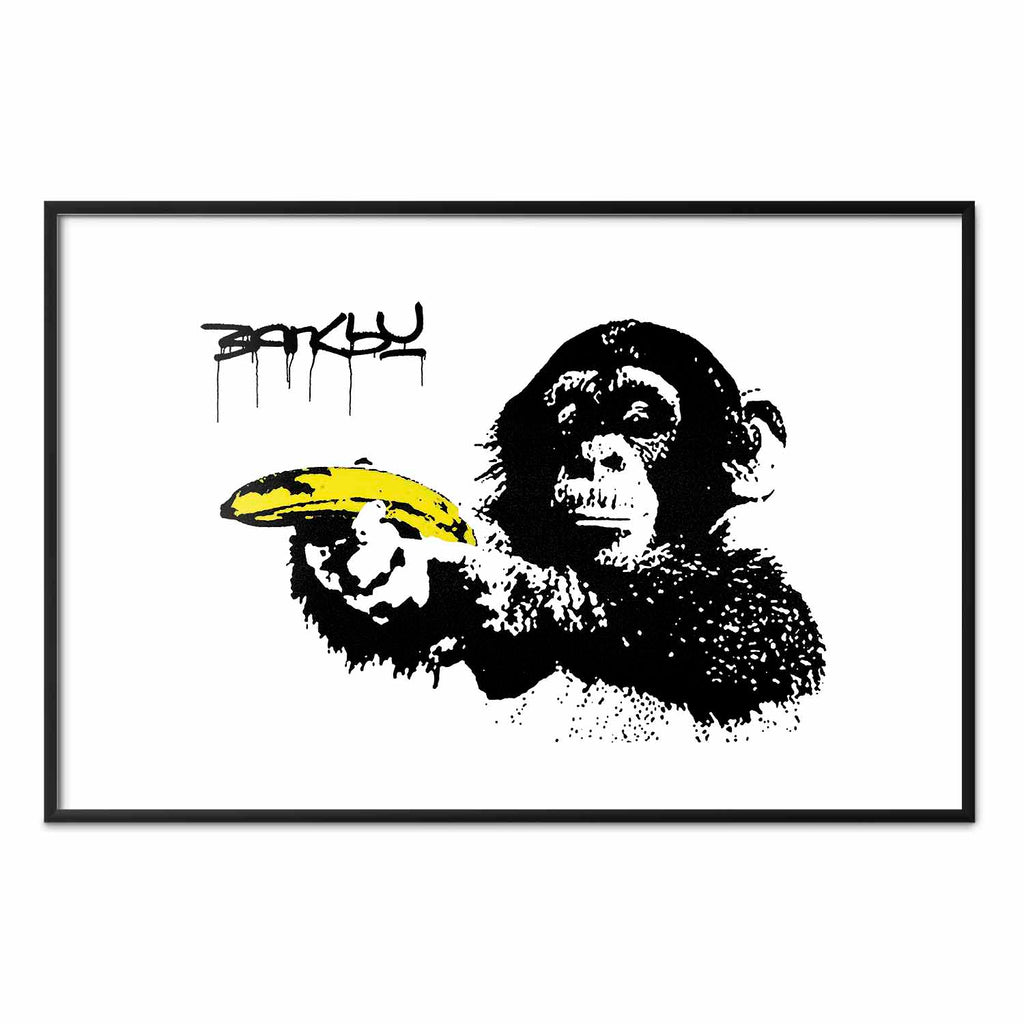 Banksy Monkey with Banana Graffiti Poster