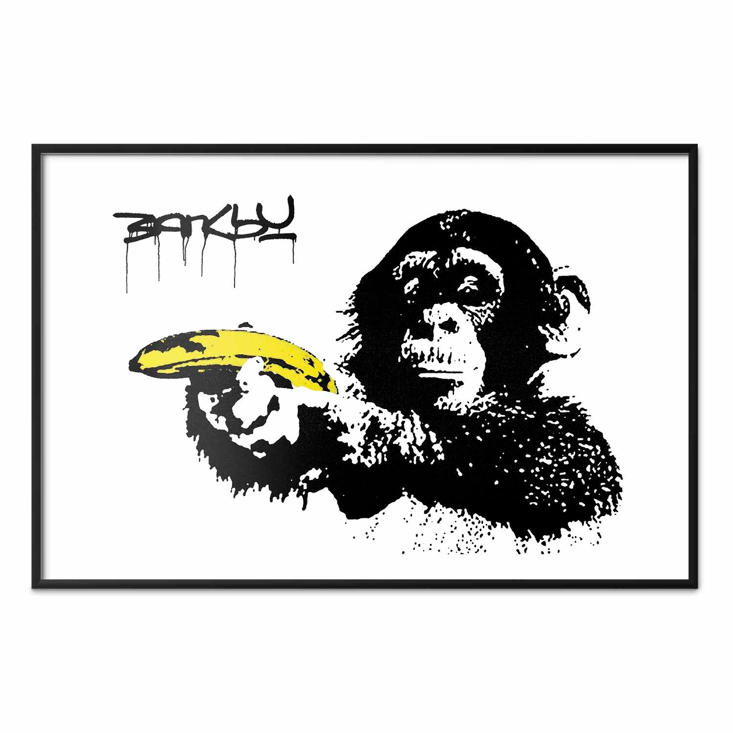 Banksy Monkey with Banana Graffiti Poster