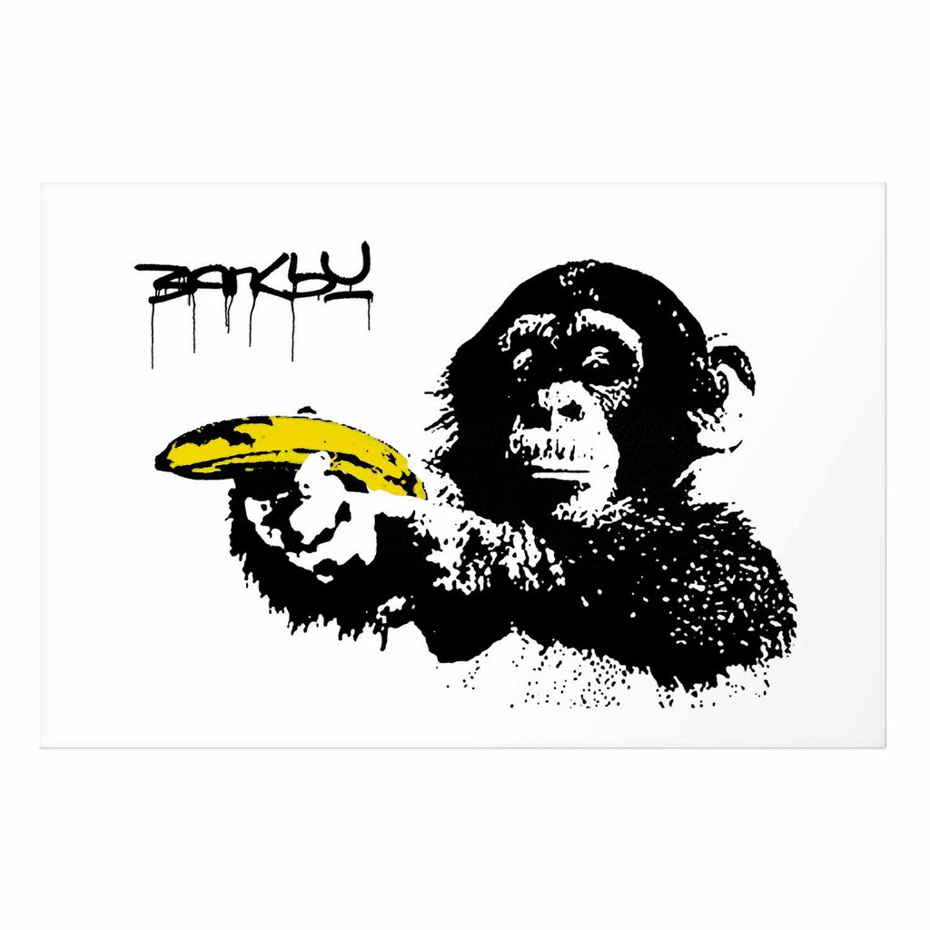 Banksy Monkey with Banana Graffiti Poster