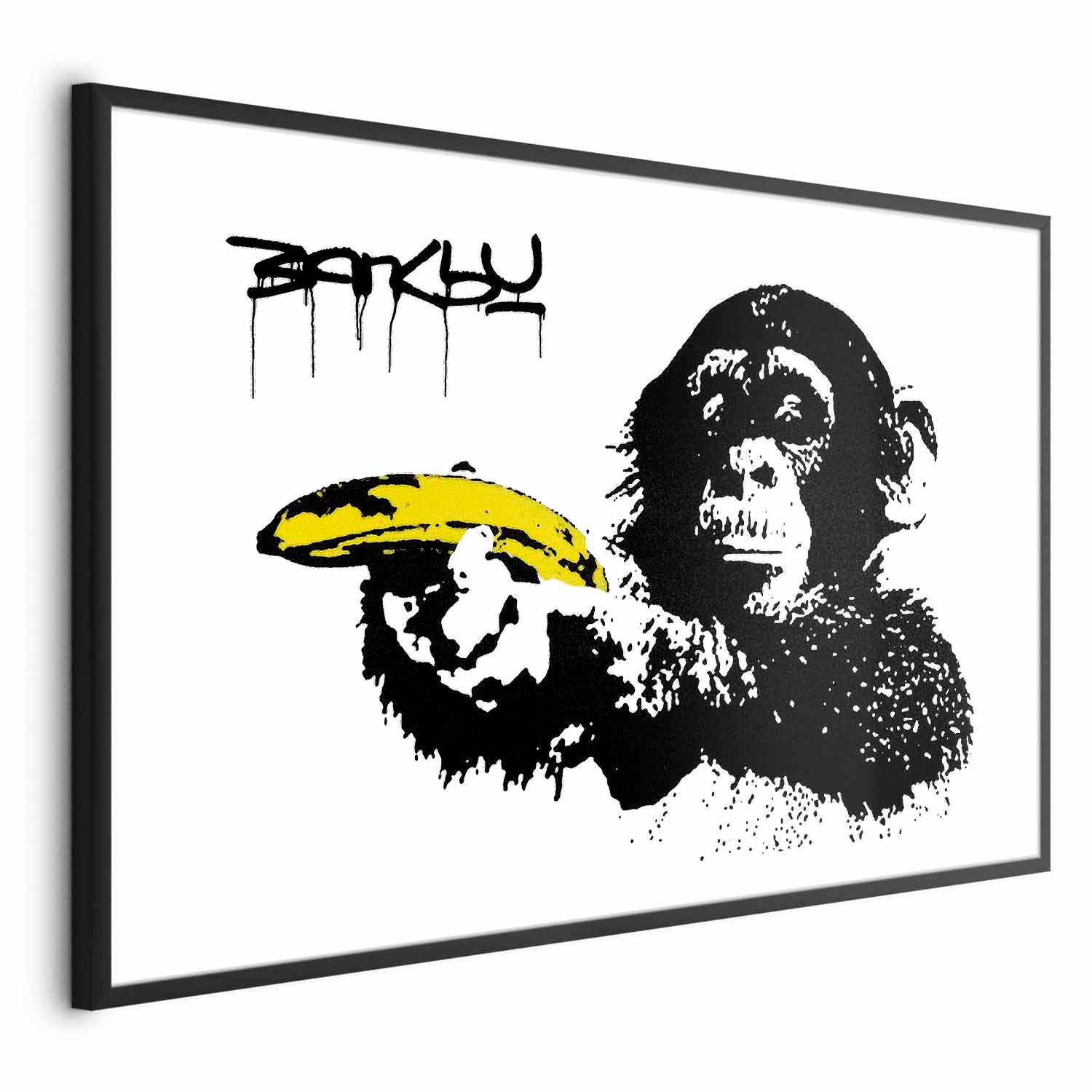 Banksy Monkey with Banana Graffiti Poster