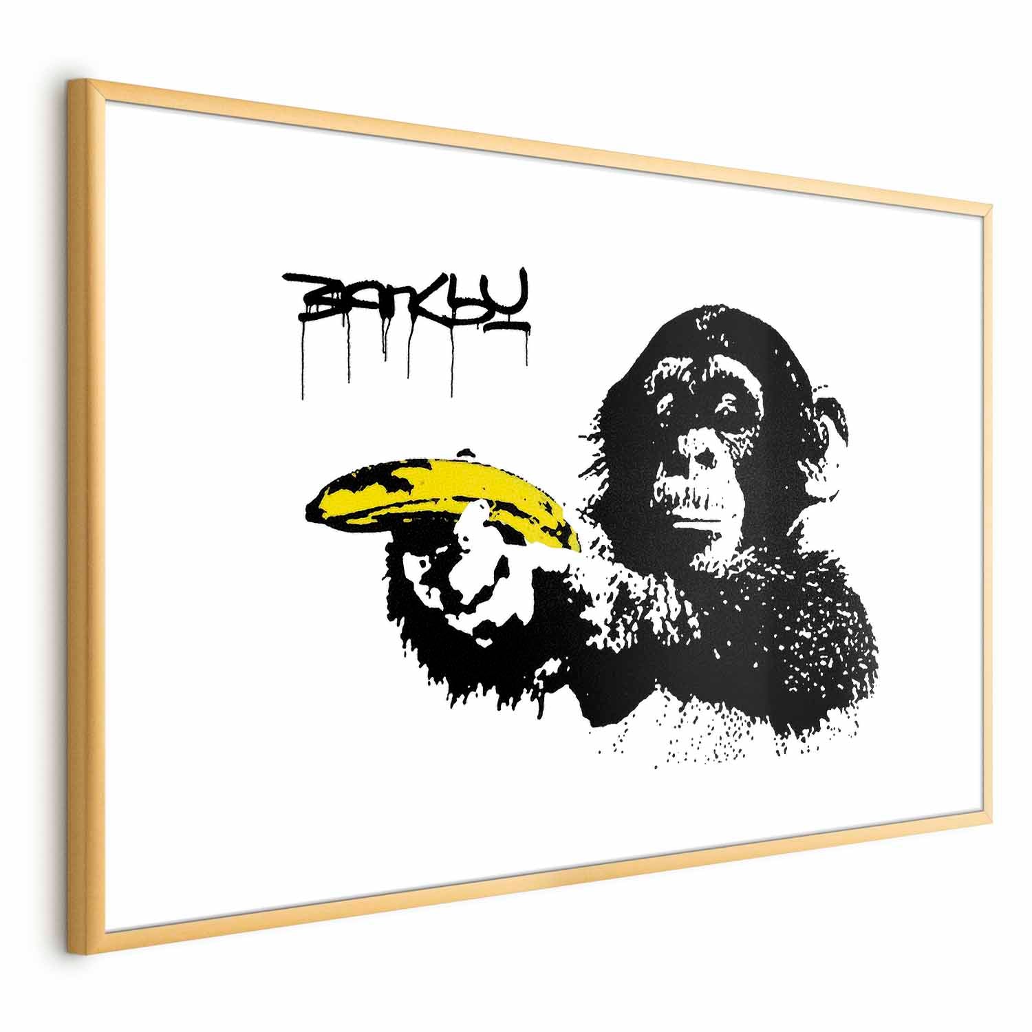 Banksy Monkey with Banana Graffiti Poster