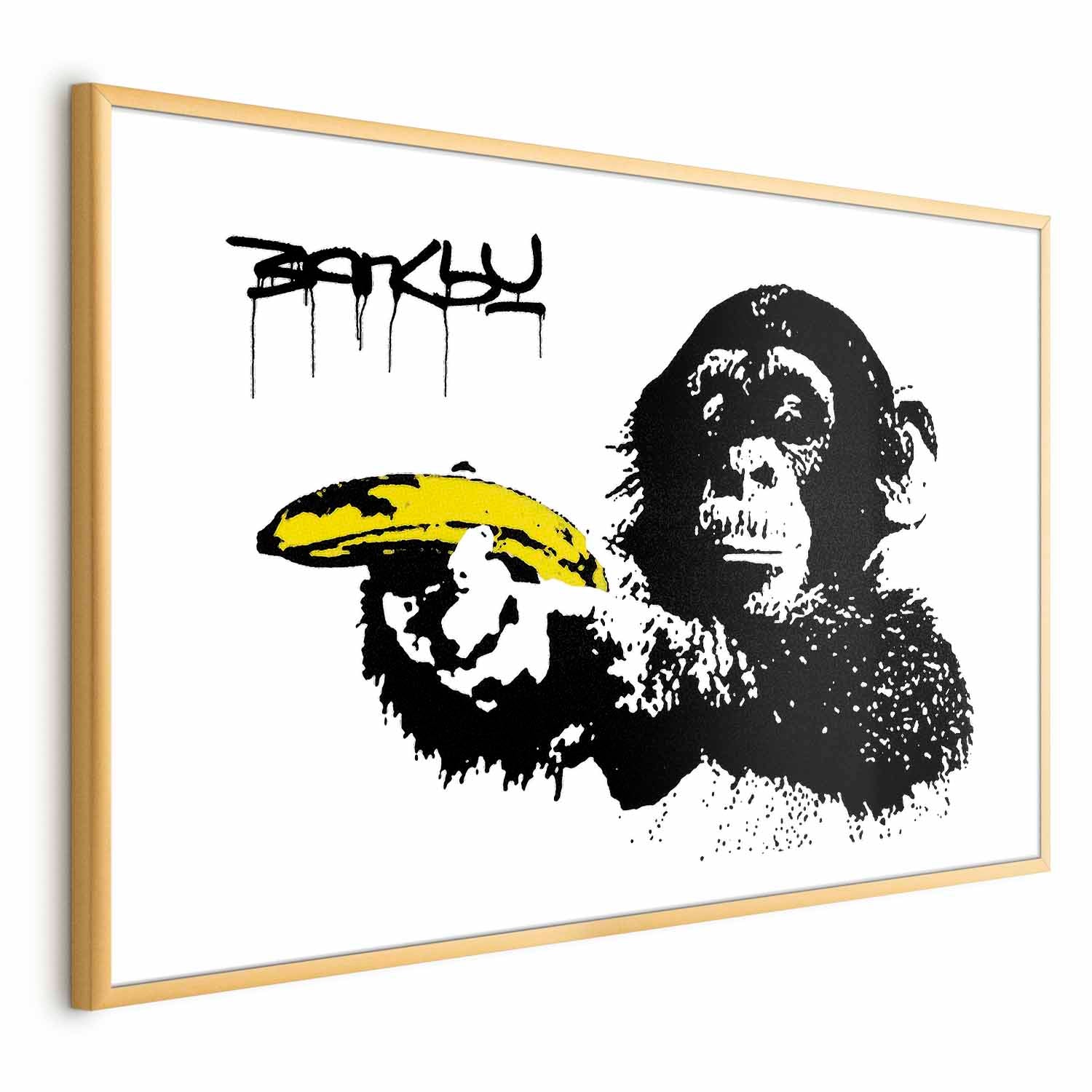 Banksy Monkey with Banana Graffiti Poster