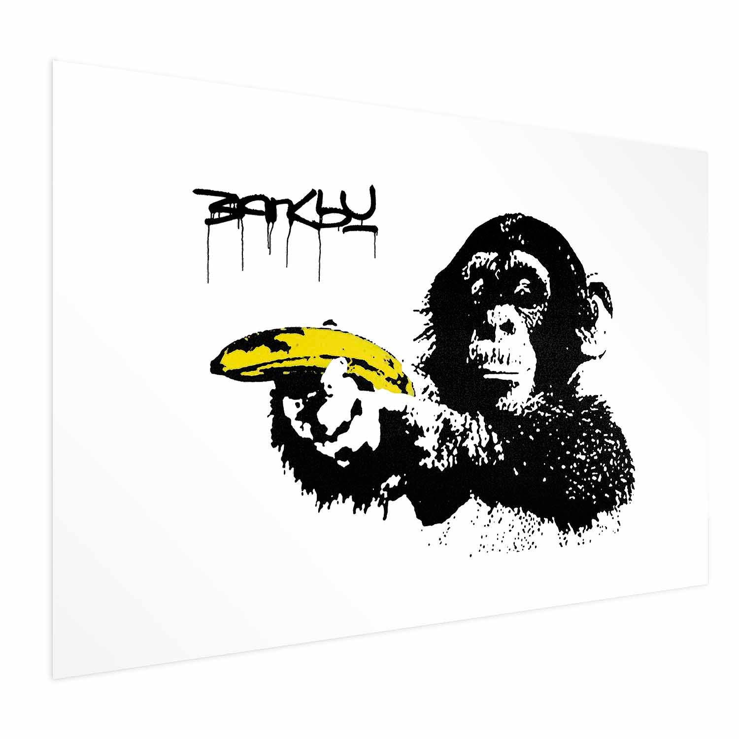 Banksy Monkey with Banana Graffiti Poster
