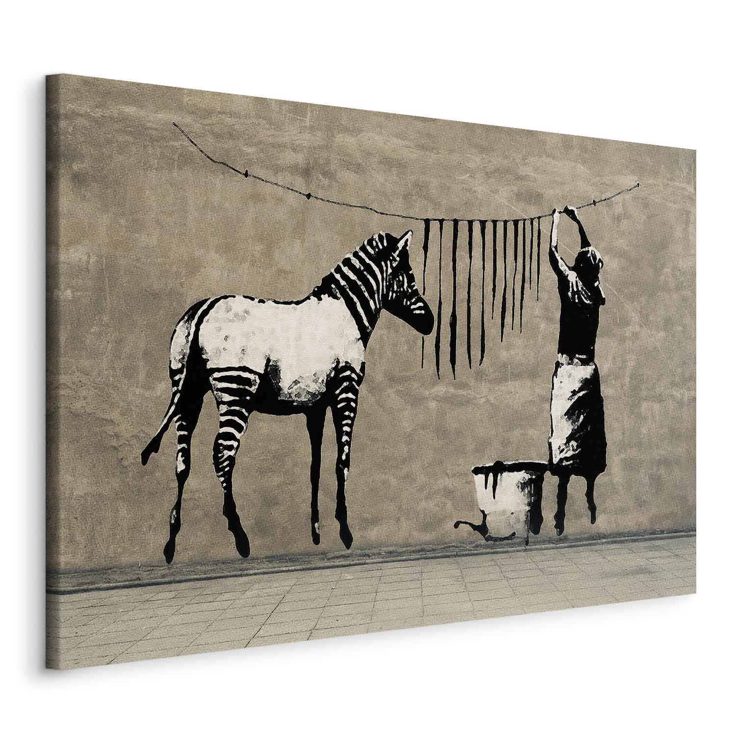 Banksy Washing Zebra Street Art Canvas Print