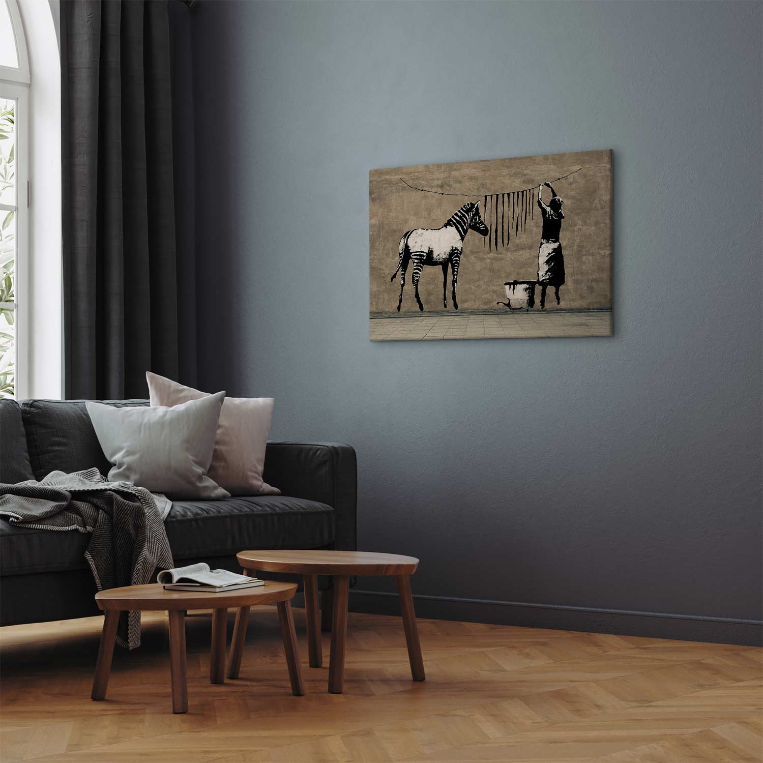 Banksy Washing Zebra Street Art Canvas Print