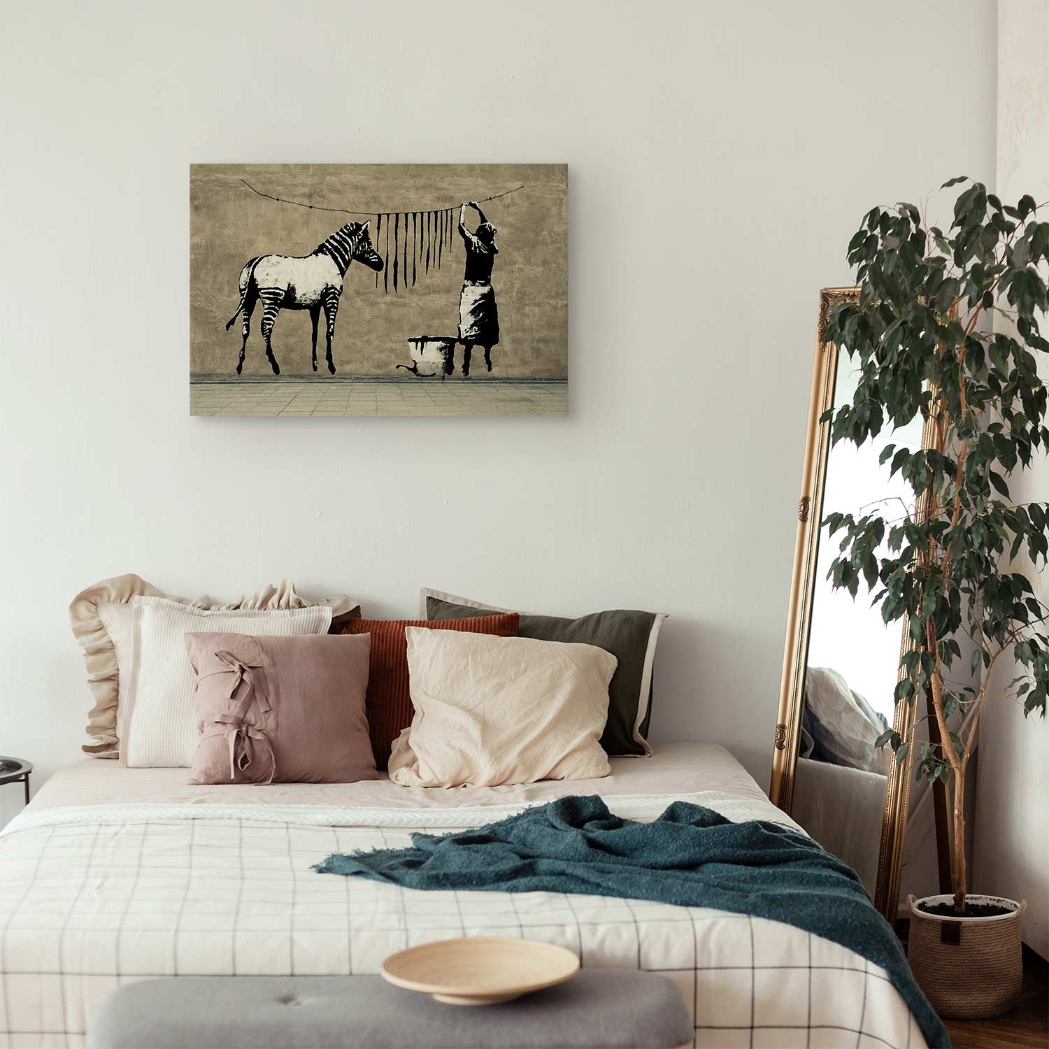 Banksy Washing Zebra Street Art Canvas Print